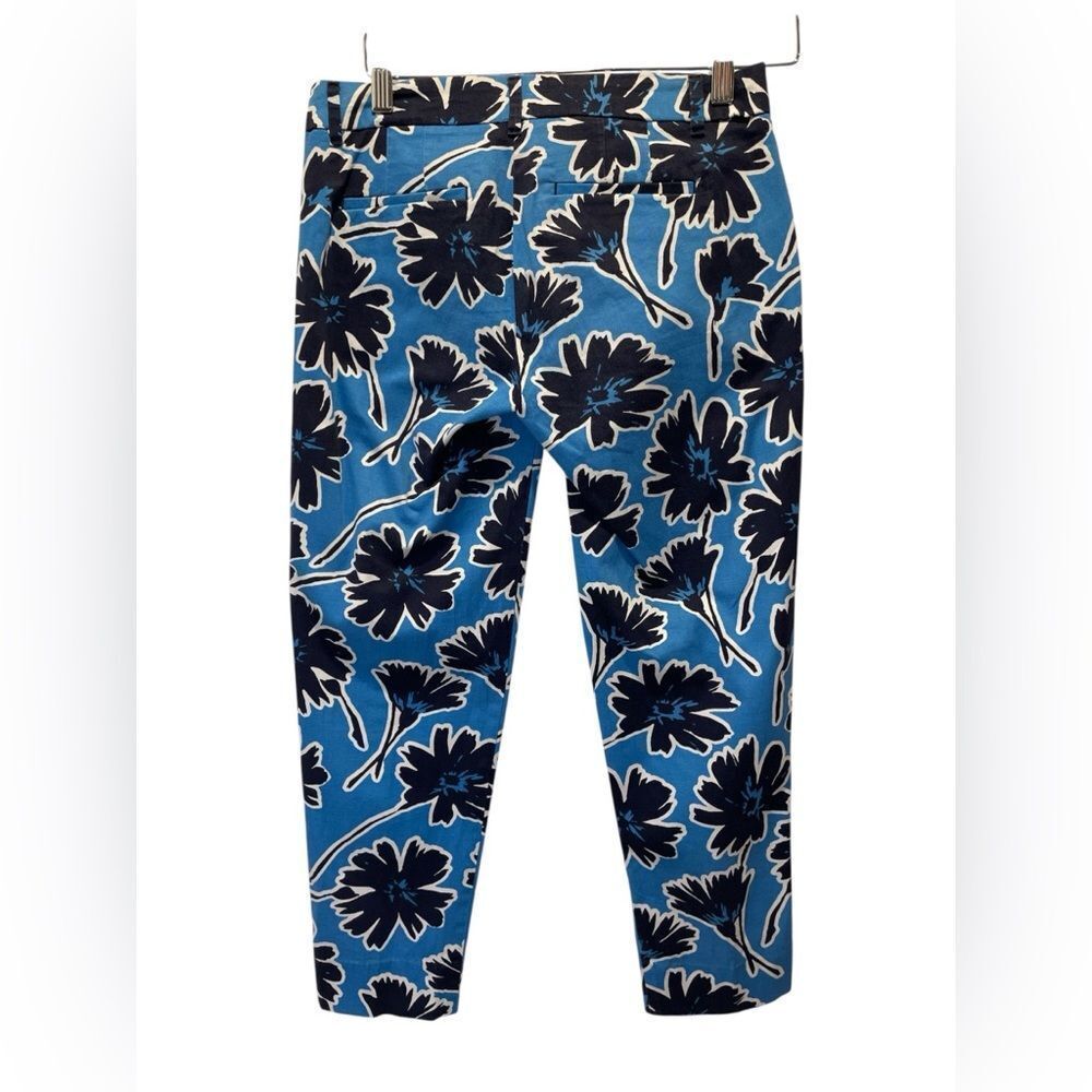 J.Crew Floral Blue Stretch Bottoms size 0 petite - Picture 2 of 3